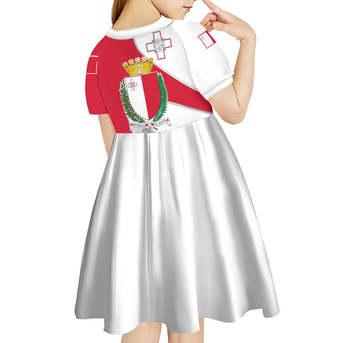 Malta Kid Short Sleeve Dress with Coat of Arms and Island Map Design - Wonder Print Shop