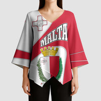 Malta Kimono Sleeve Blouse with Coat of Arms and Island Map Design - Wonder Print Shop