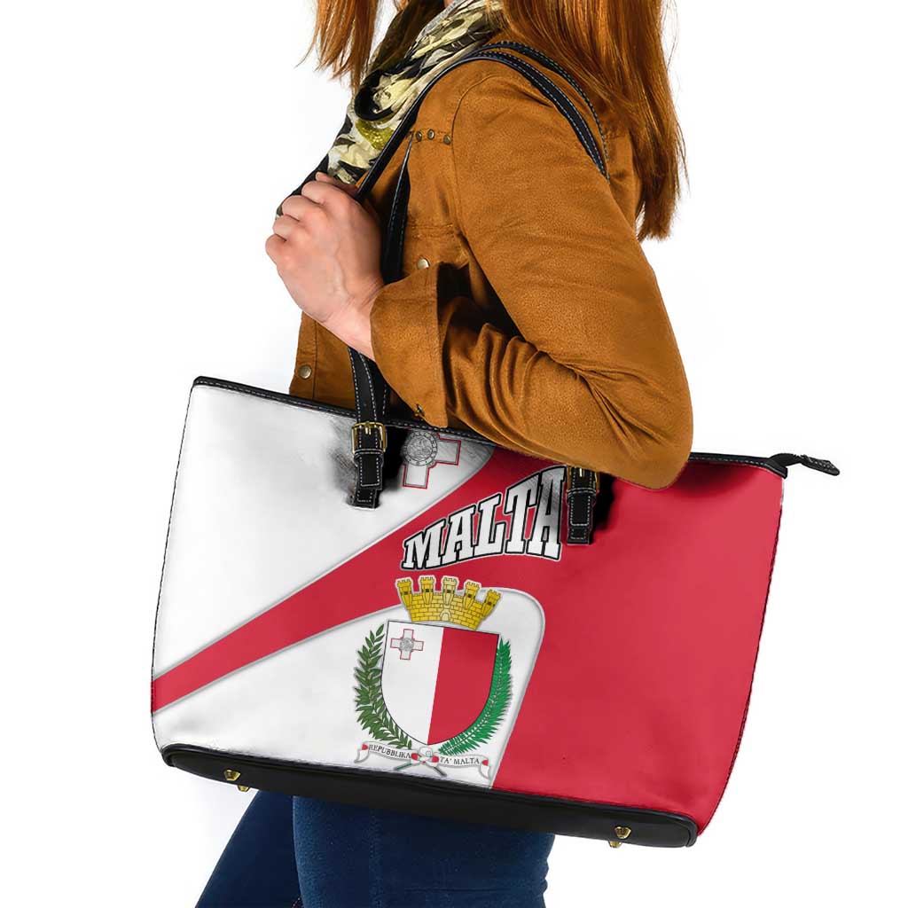 Malta Leather Tote Bag with Coat of Arms and Island Map Design - Wonder Print Shop