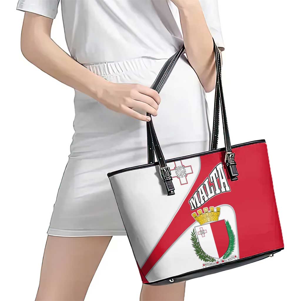 Malta Leather Tote Bag with Coat of Arms and Island Map Design - Wonder Print Shop