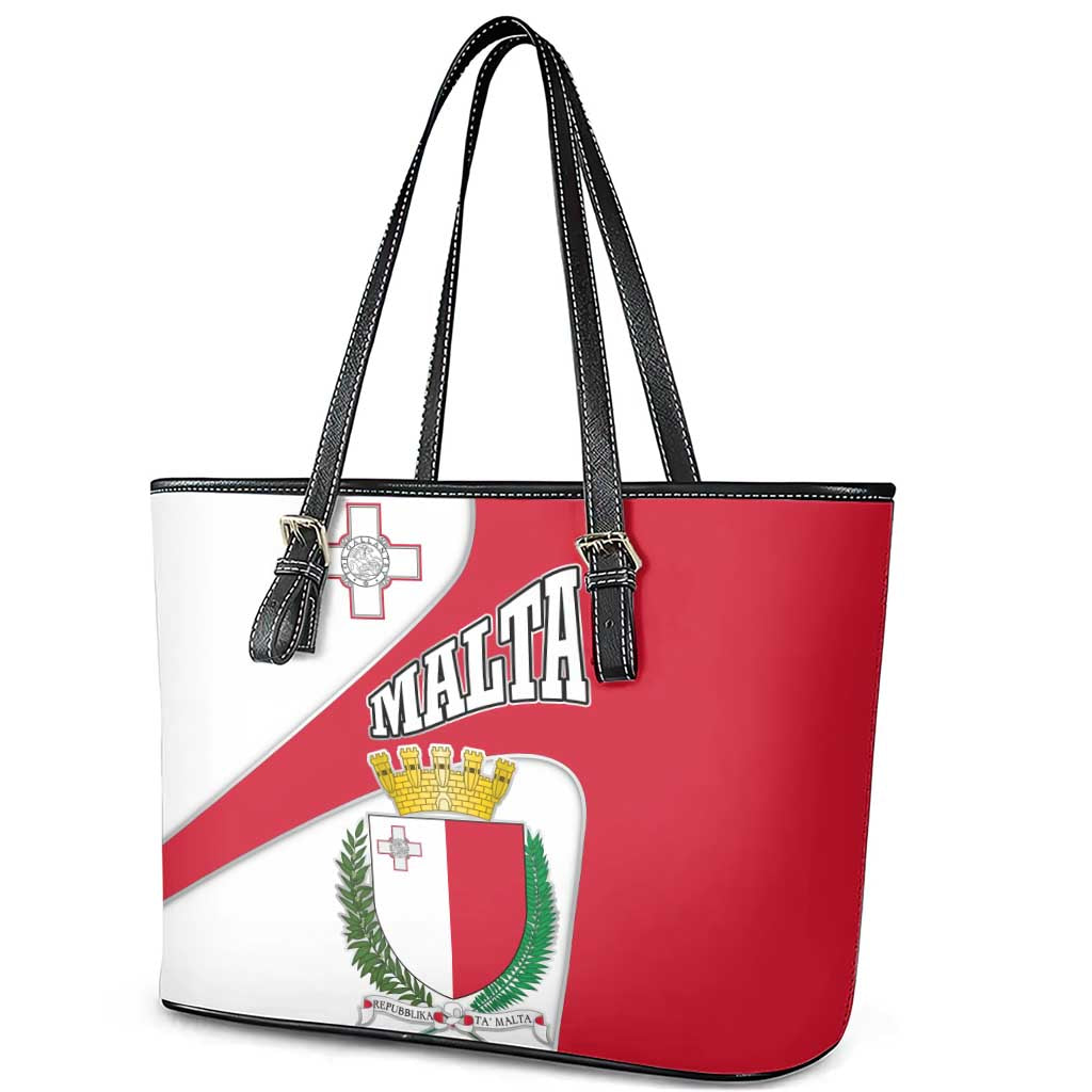 Malta Leather Tote Bag with Coat of Arms and Island Map Design - Wonder Print Shop