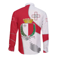 Malta Long Sleeve Button Shirt with Coat of Arms and Island Map Design - Wonder Print Shop