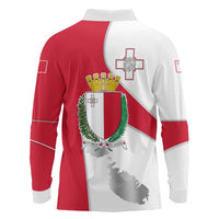 Malta Long Sleeve Polo Shirt with Coat of Arms and Island Map Design - Wonder Print Shop