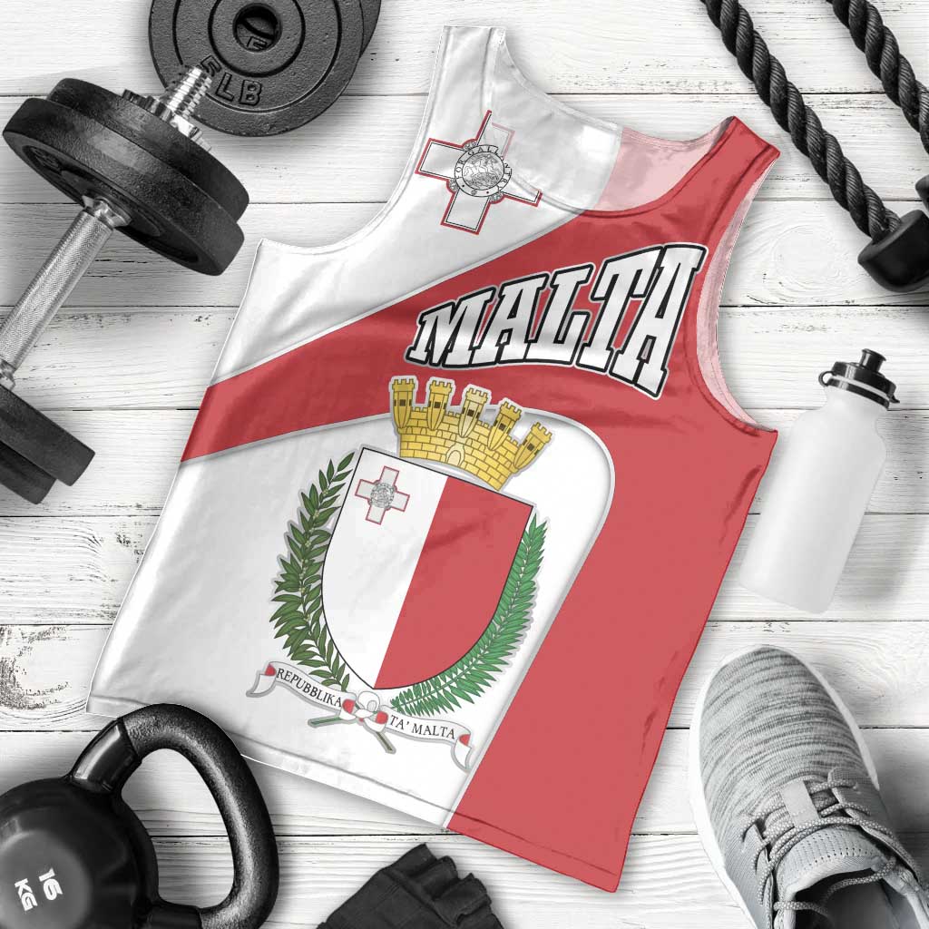 Malta Men Tank Top with Coat of Arms and Island Map Design - Wonder Print Shop