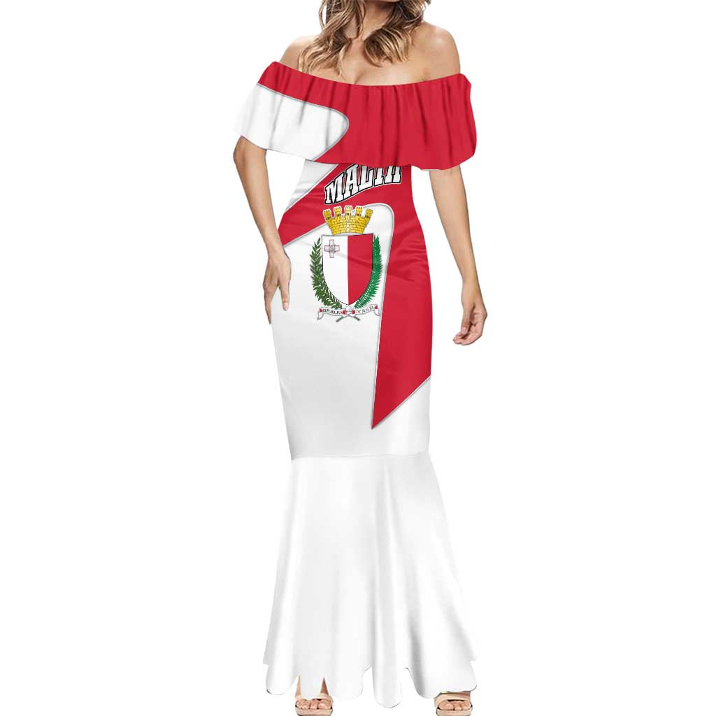 Malta Mermaid Dress with Coat of Arms and Island Map Design - Wonder Print Shop