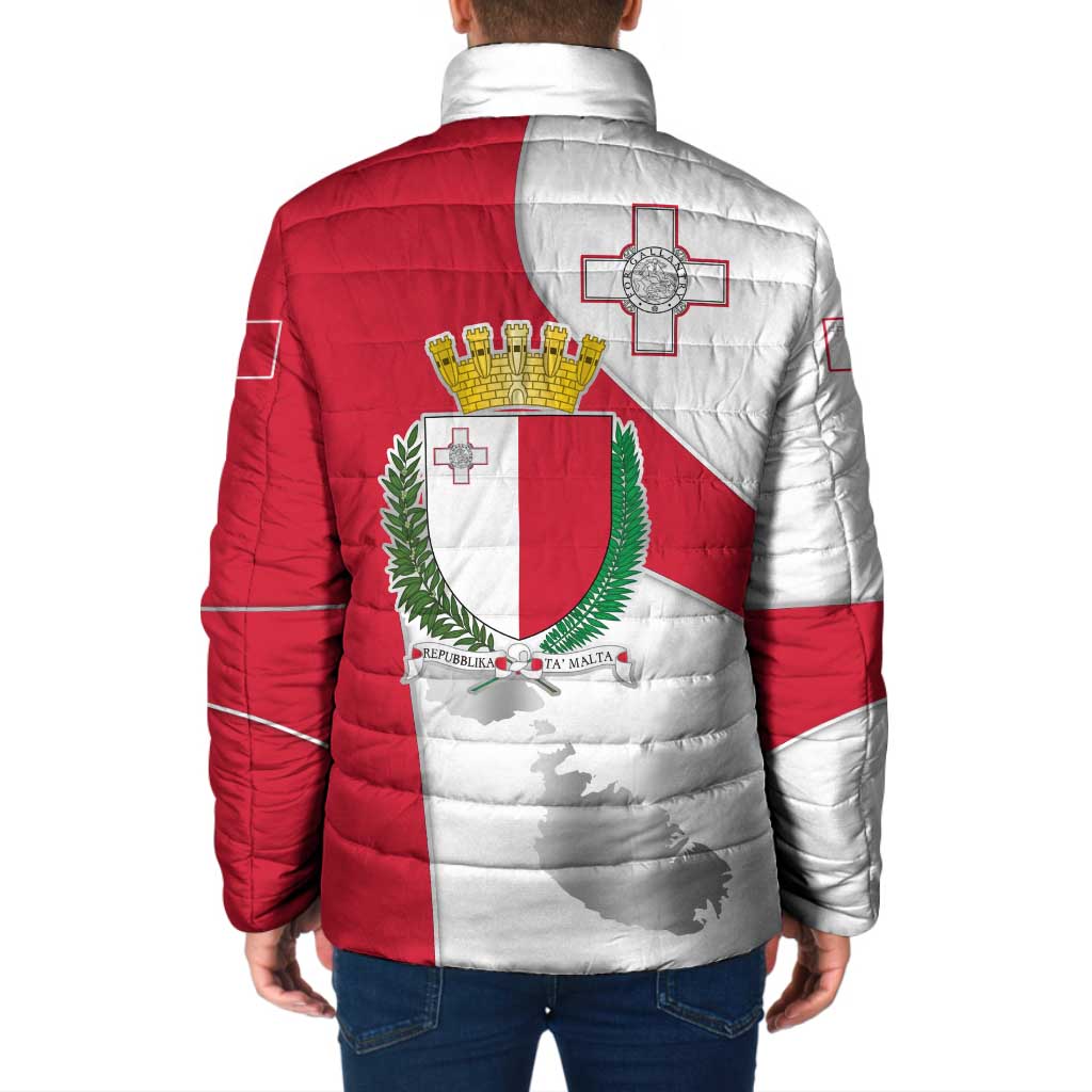 Malta Padded Jacket with Coat of Arms and Island Map Design - Wonder Print Shop