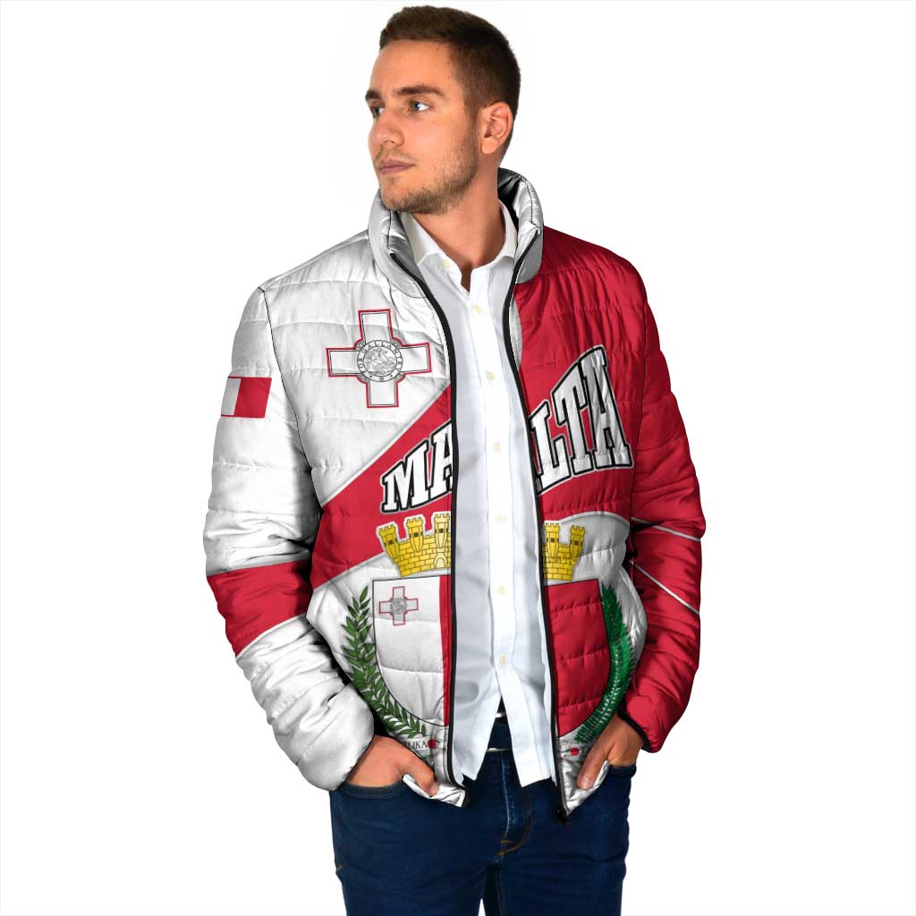 Malta Padded Jacket with Coat of Arms and Island Map Design - Wonder Print Shop