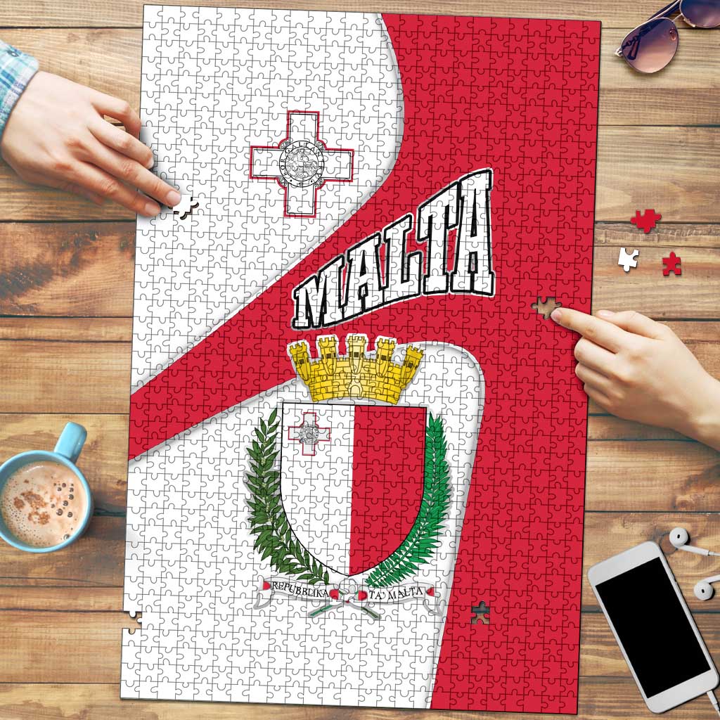 Malta Puzzle with Coat of Arms and Island Map Design - Wonder Print Shop