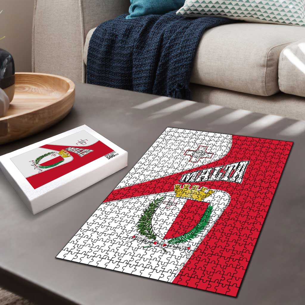 Malta Puzzle with Coat of Arms and Island Map Design - Wonder Print Shop