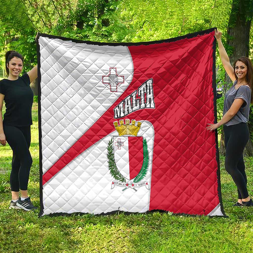 Malta Quilt with Coat of Arms and Island Map Design - Wonder Print Shop
