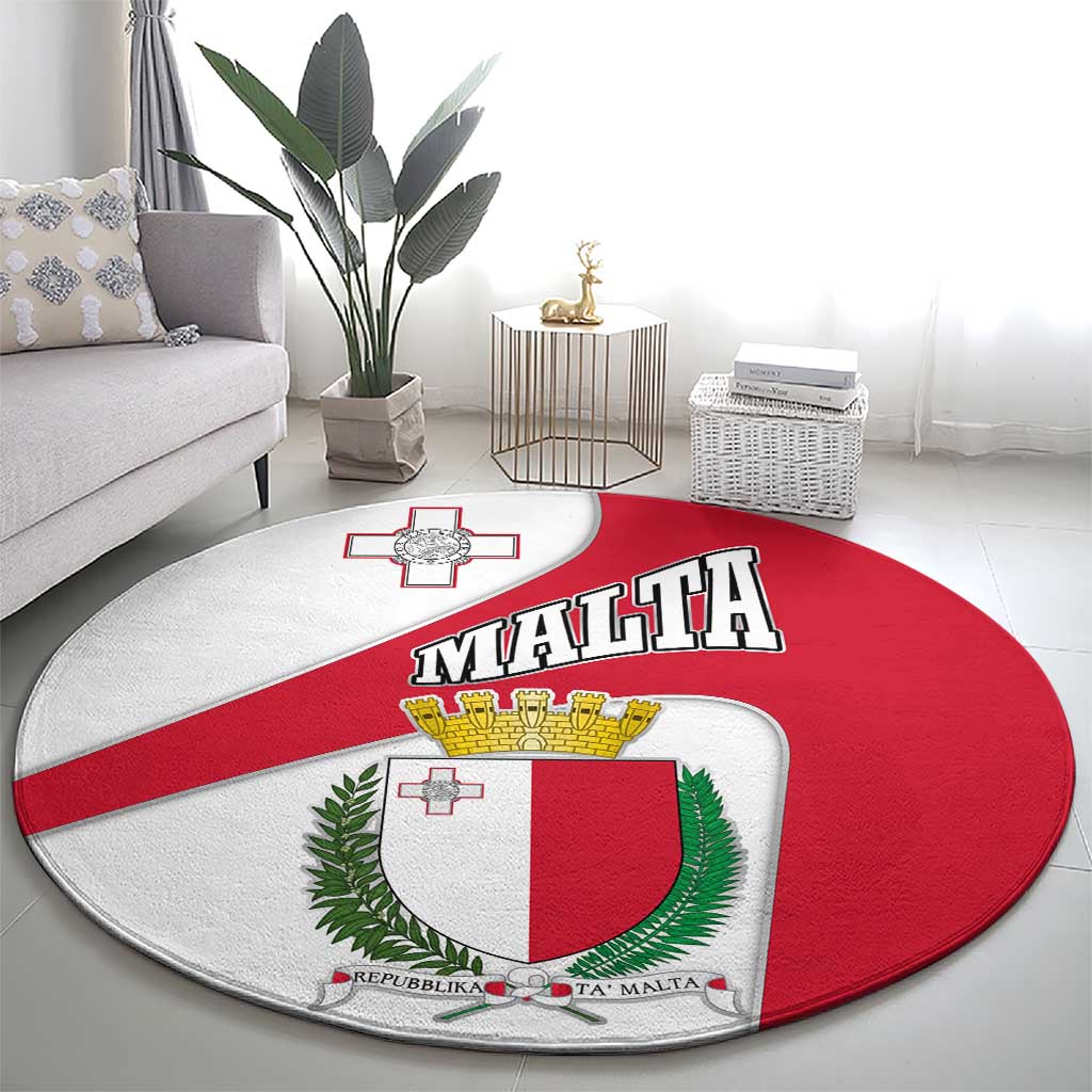 Malta Round Carpet with Coat of Arms and Island Map Design - Wonder Print Shop