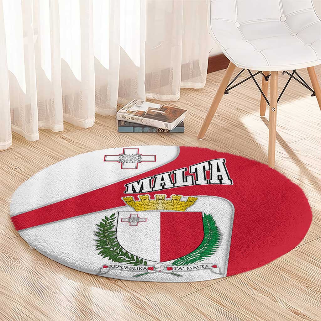 Malta Round Carpet with Coat of Arms and Island Map Design - Wonder Print Shop