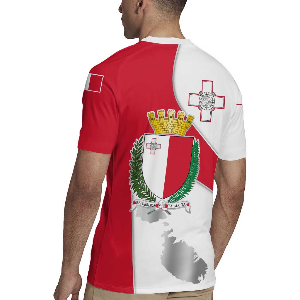 Malta Rugby Jersey with Coat of Arms and Island Map Design - Wonder Print Shop