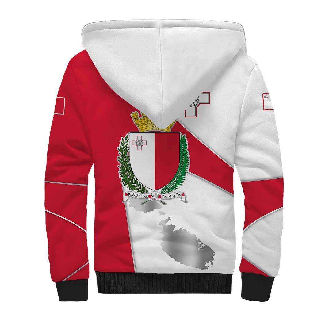 Malta Sherpa Hoodie with Coat of Arms and Island Map Design - Wonder Print Shop