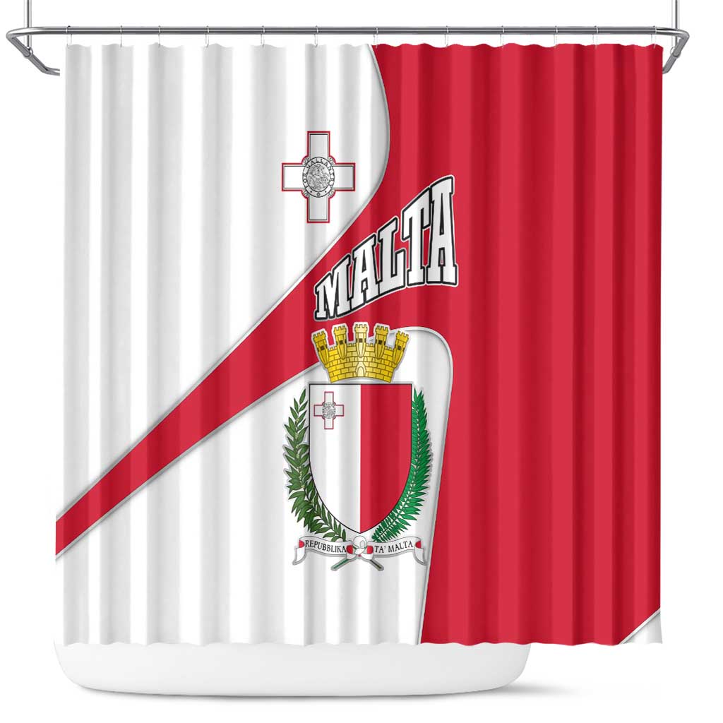 Malta Shower Curtain with Coat of Arms and Island Map Design - Wonder Print Shop
