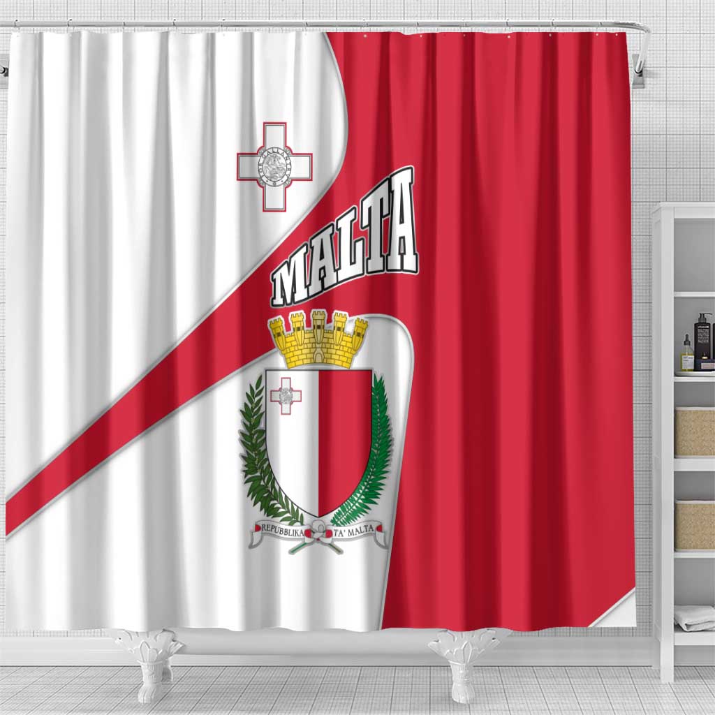 Malta Shower Curtain with Coat of Arms and Island Map Design - Wonder Print Shop