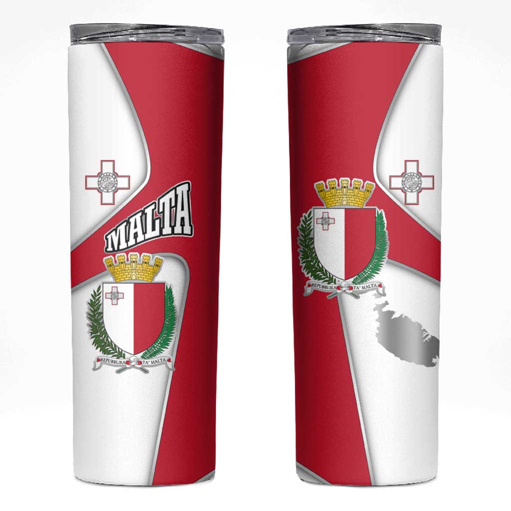 Malta Skinny Tumbler with Coat of Arms and Island Map Design - Wonder Print Shop
