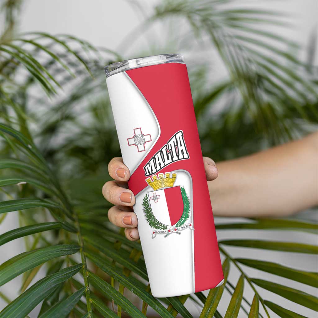 Malta Skinny Tumbler with Coat of Arms and Island Map Design - Wonder Print Shop