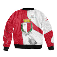 Malta Sleeve Zip Bomber Jacket with Coat of Arms and Island Map Design - Wonder Print Shop