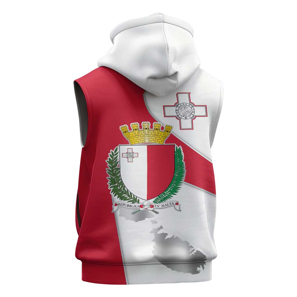 Malta Sleeveless Hoodie with Coat of Arms and Island Map Design - Wonder Print Shop
