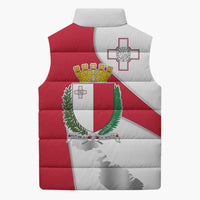 Malta Sleeveless Puffer Jacket with Coat of Arms and Island Map Design - Wonder Print Shop