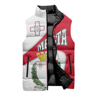 Malta Sleeveless Puffer Jacket with Coat of Arms and Island Map Design - Wonder Print Shop