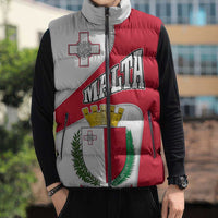 Malta Sleeveless Puffer Jacket with Coat of Arms and Island Map Design - Wonder Print Shop