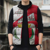 Malta Sleeveless Puffer Jacket with Coat of Arms and Island Map Design - Wonder Print Shop