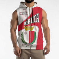 Malta Sleeveless Zip Hoodie with Coat of Arms and Island Map Design - Wonder Print Shop