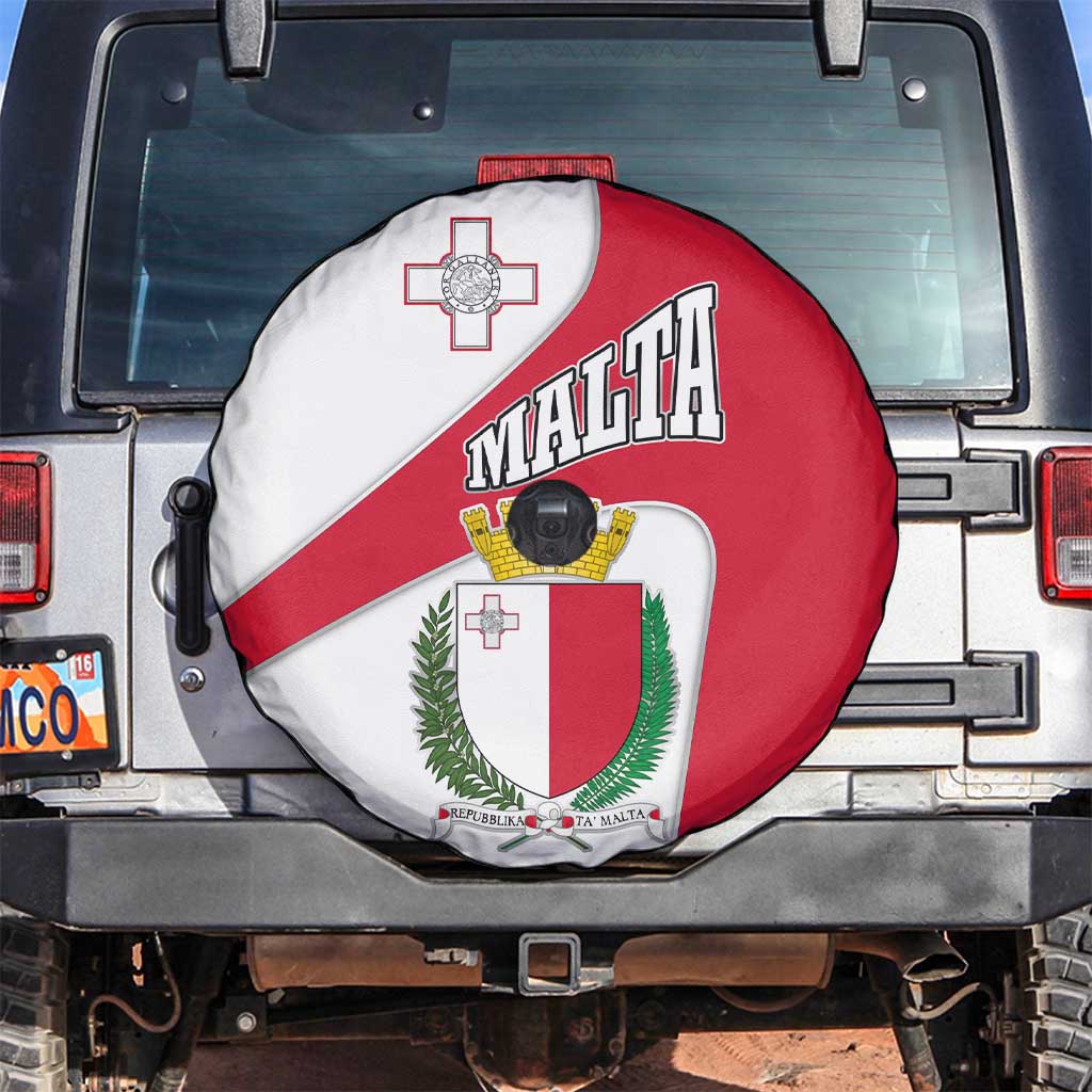 Malta Spare Tire Cover with Coat of Arms and Island Map Design - Wonder Print Shop