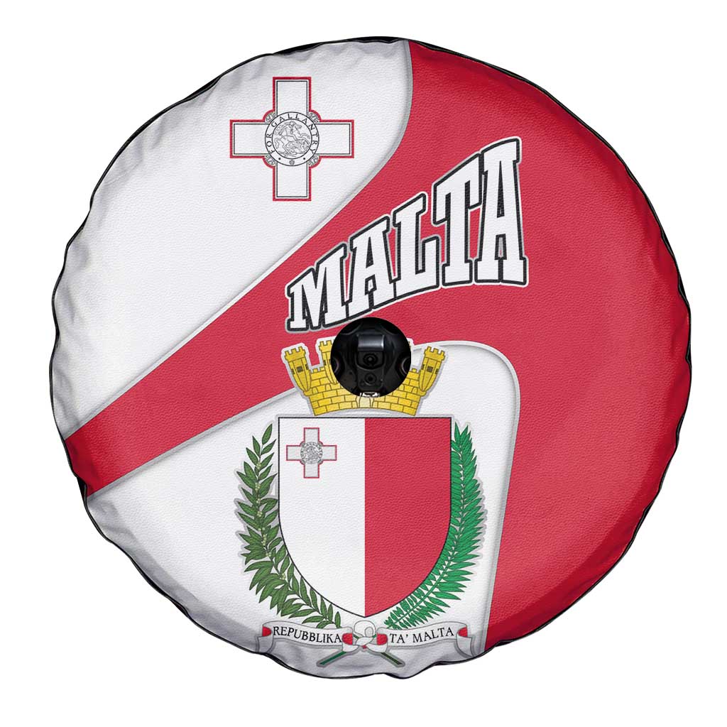 Malta Spare Tire Cover with Coat of Arms and Island Map Design - Wonder Print Shop