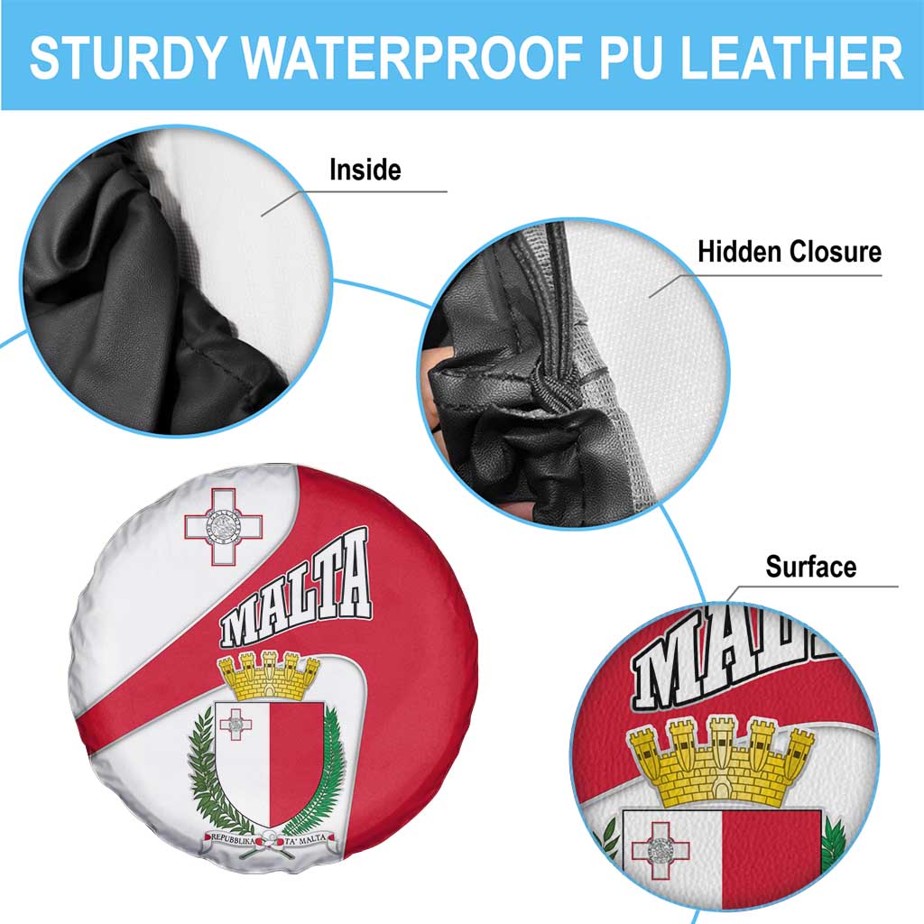 Malta Spare Tire Cover with Coat of Arms and Island Map Design - Wonder Print Shop