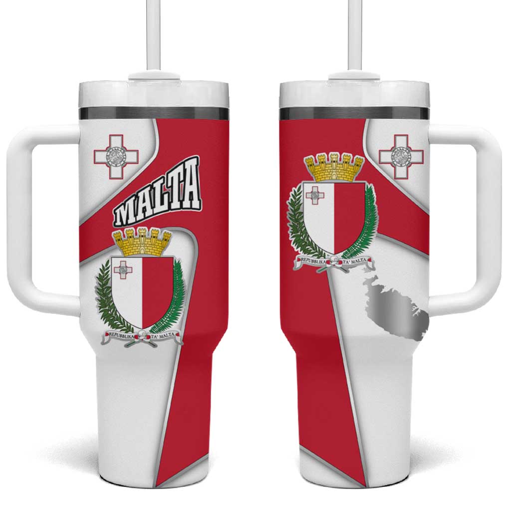 Malta Tumbler With Handle with Coat of Arms and Island Map Design - Wonder Print Shop