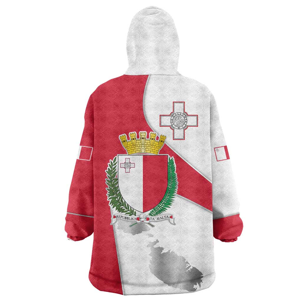 Malta Wearable Blanket Hoodie with Coat of Arms and Island Map Design - Wonder Print Shop