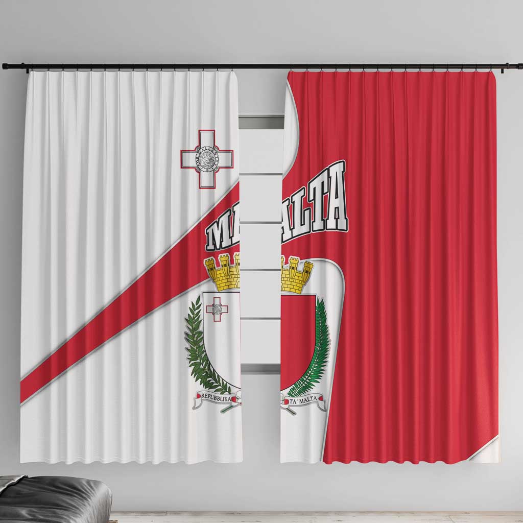 Malta Window Curtain with Coat of Arms and Island Map Design - Wonder Print Shop
