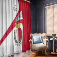 Malta Window Curtain with Coat of Arms and Island Map Design - Wonder Print Shop