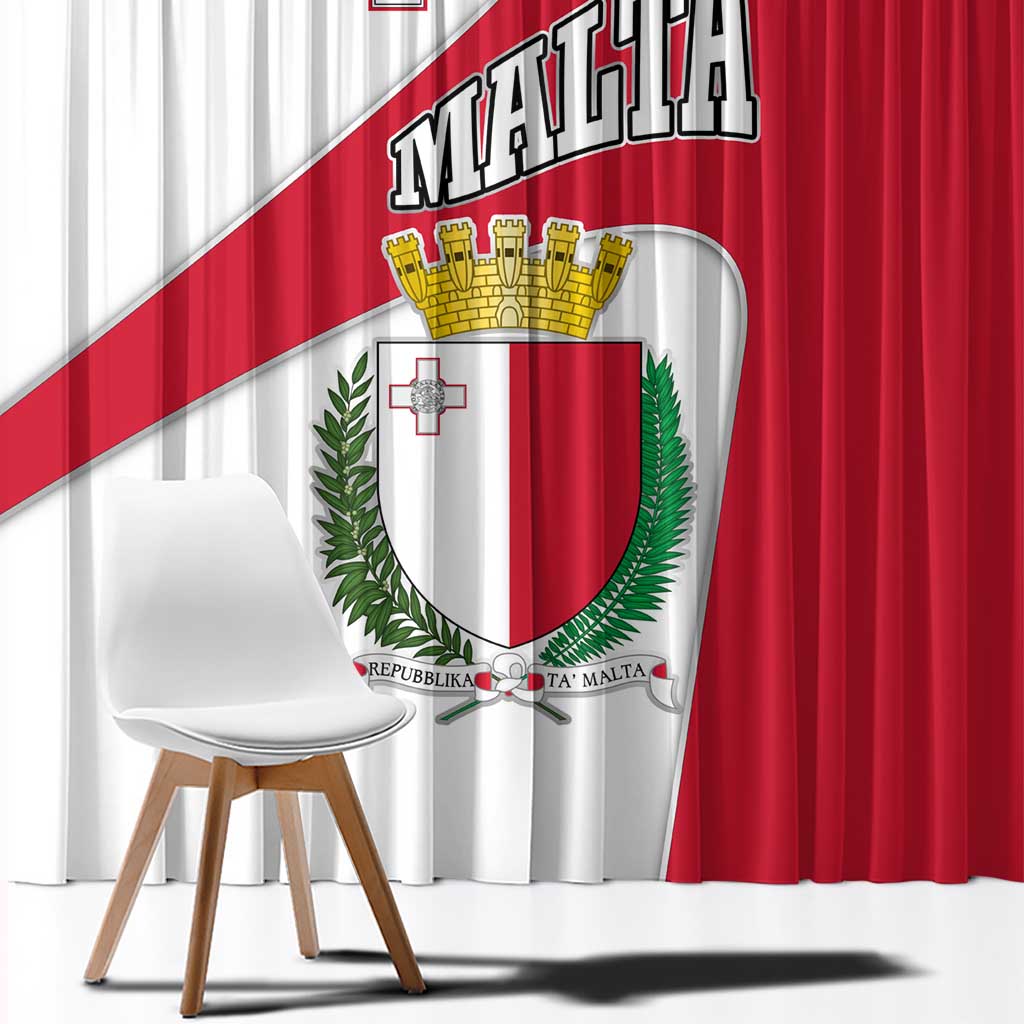 Malta Window Curtain with Coat of Arms and Island Map Design - Wonder Print Shop