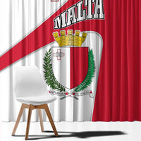 Malta Window Curtain with Coat of Arms and Island Map Design - Wonder Print Shop