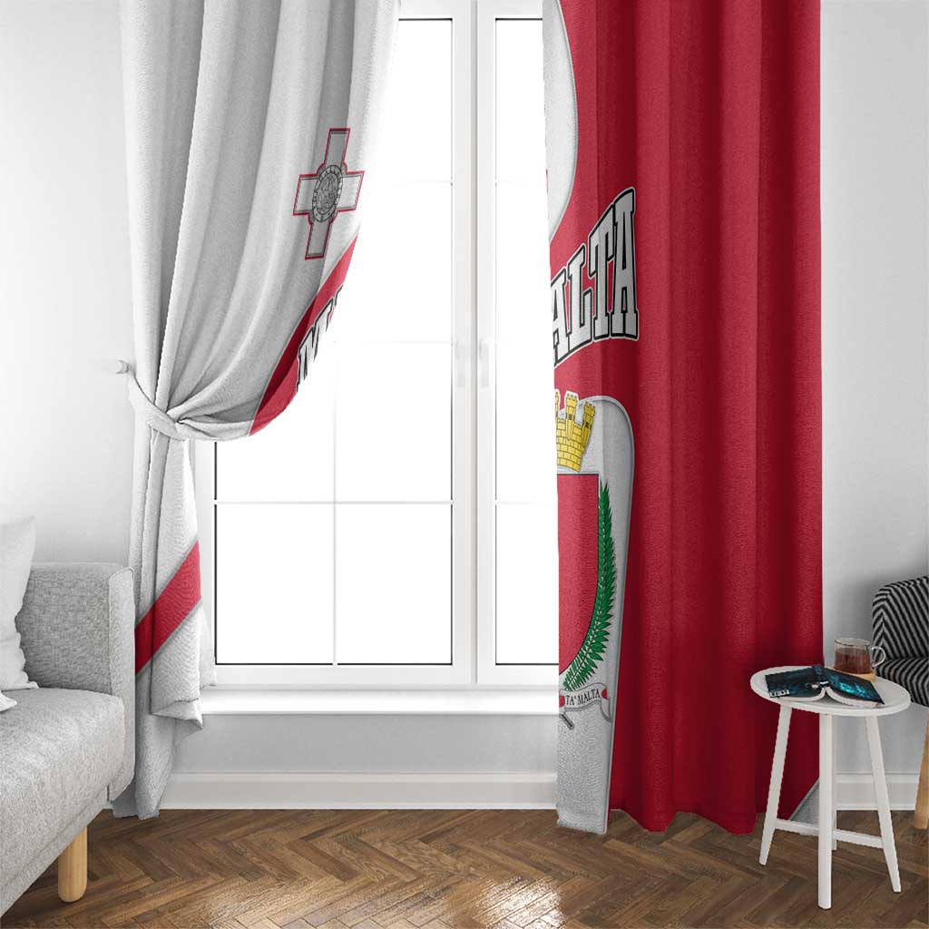 Malta Window Curtain with Coat of Arms and Island Map Design - Wonder Print Shop