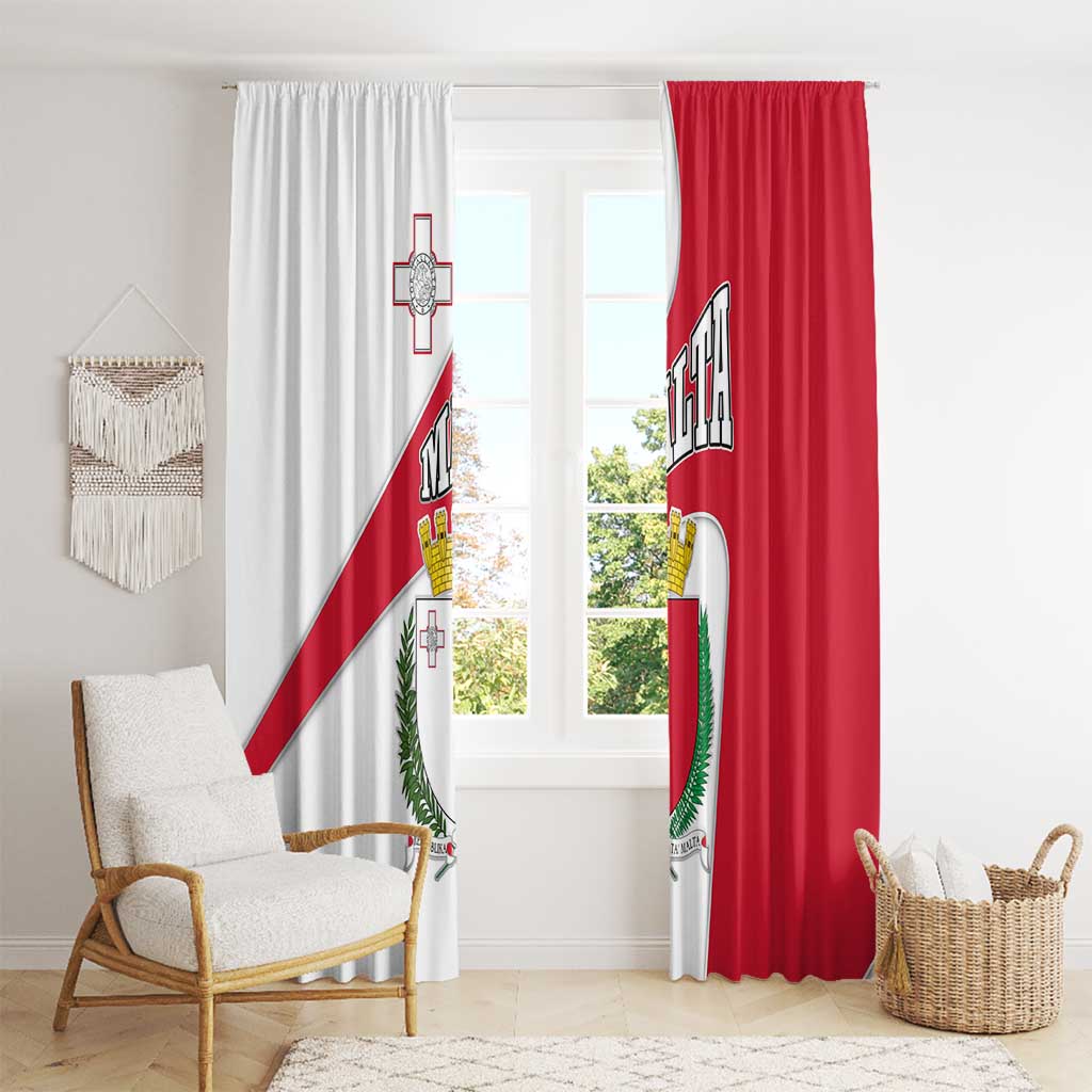 Malta Window Curtain with Coat of Arms and Island Map Design - Wonder Print Shop