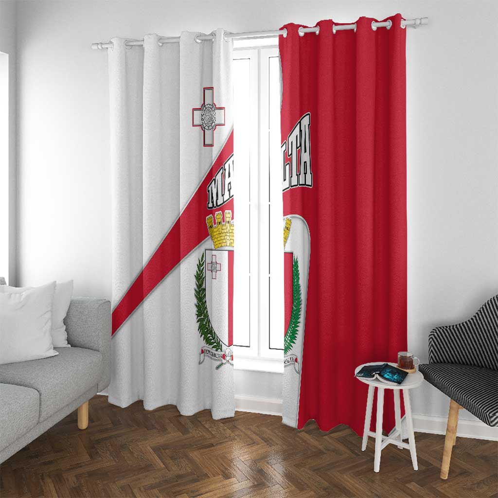 Malta Window Curtain with Coat of Arms and Island Map Design - Wonder Print Shop
