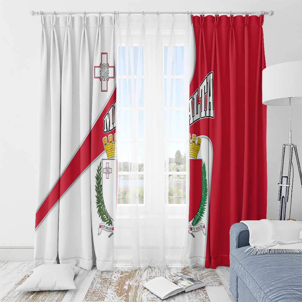 Malta Window Curtain with Coat of Arms and Island Map Design - Wonder Print Shop