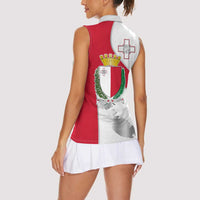 Malta Women Sleeveless Polo Shirt with Coat of Arms and Island Map Design - Wonder Print Shop