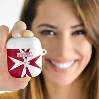 Malta AirPods Case with Red White Crossburst Design - Wonder Print Shop
