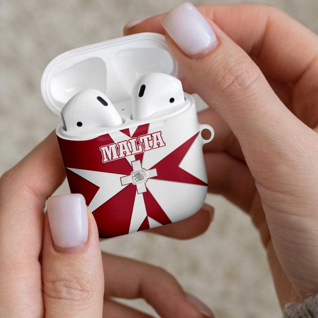 Malta AirPods Case with Red White Crossburst Design - Wonder Print Shop