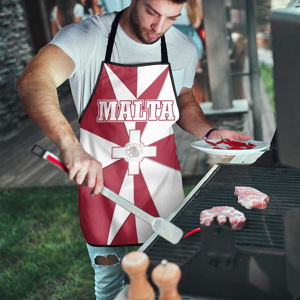 Malta Apron with Red White Crossburst Design - Wonder Print Shop