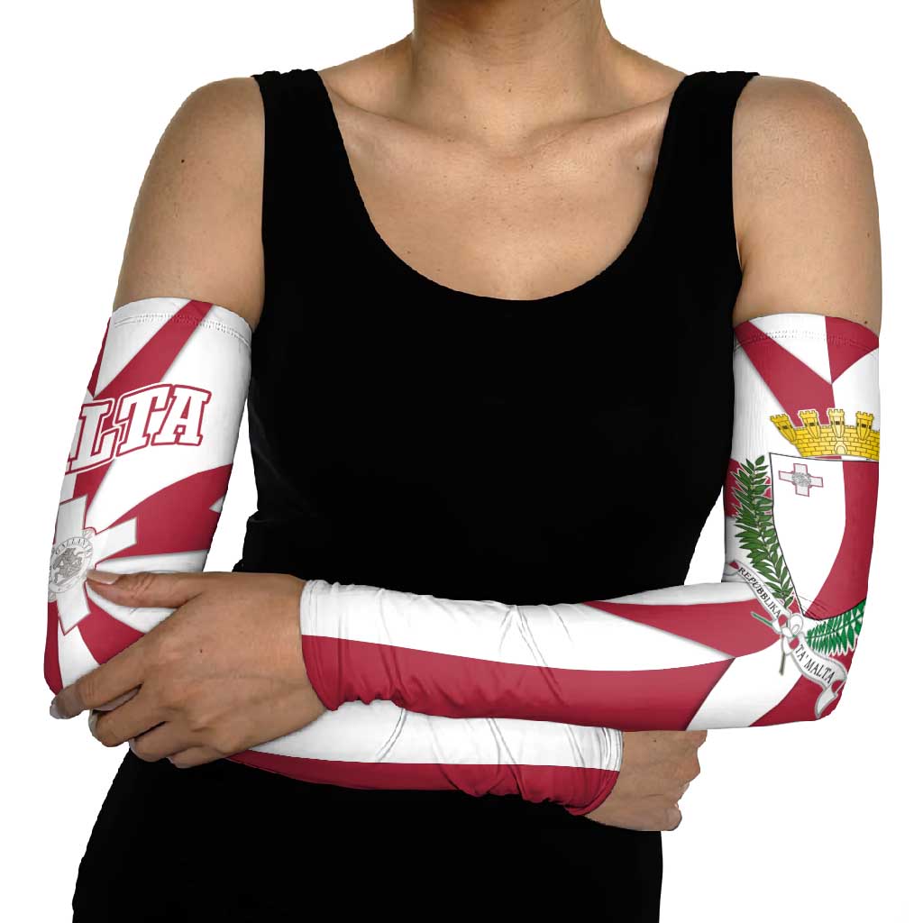 Malta Arm Sleeves with Red White Crossburst Design - Wonder Print Shop