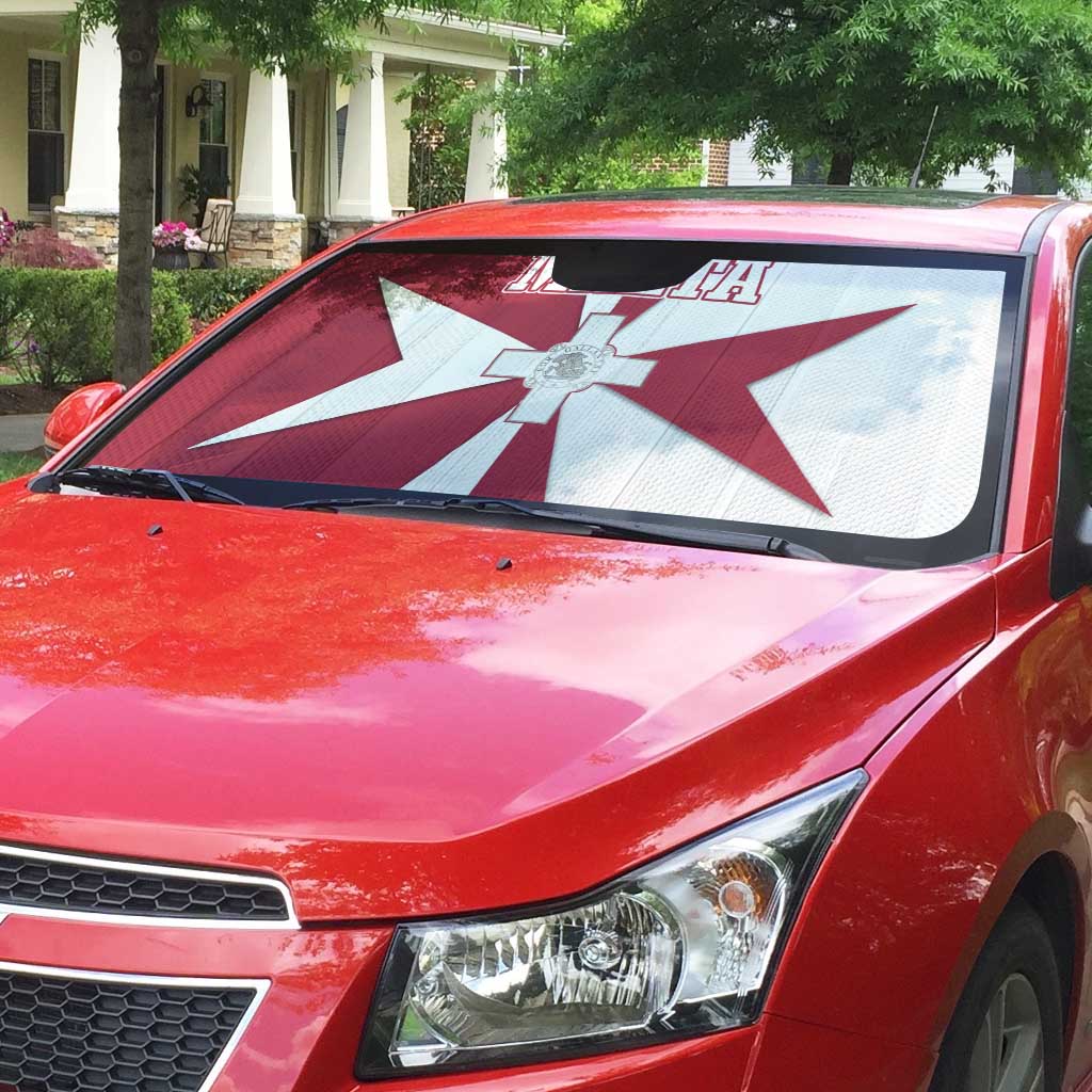 Malta Auto Sun Shade with Red White Crossburst Design - Wonder Print Shop