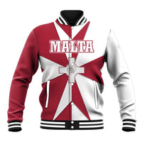 Malta Baseball Jacket with Red White Crossburst Design - Wonder Print Shop