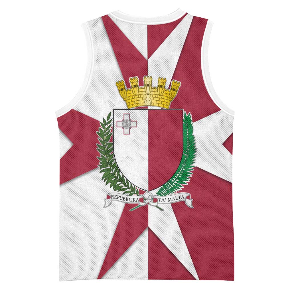 Malta Basketball Jersey with Red White Crossburst Design - Wonder Print Shop